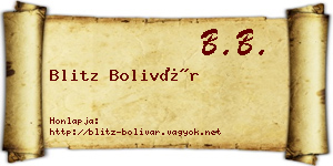 Blitz Bolivár névjegykártya